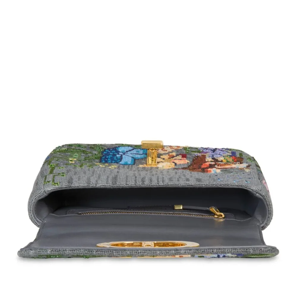 Christian Dior Chain Caro Shoulder Bag cotton Gray Gold - Picture 5 of 7